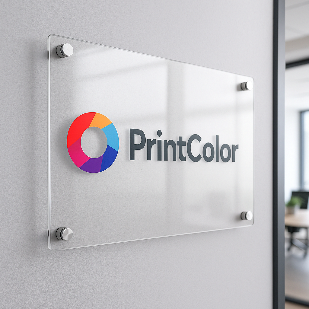 Placa de metacrilato personalizada con el logo PrintColor.