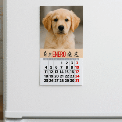 El calendario de imán con faldilla.